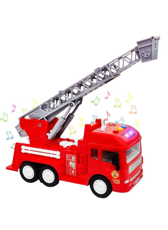 Munchkin Land munchkin land Fire Rescue Truck Toy, Pull Back and Go, Light and Sound, 3+ Years  - Image 2