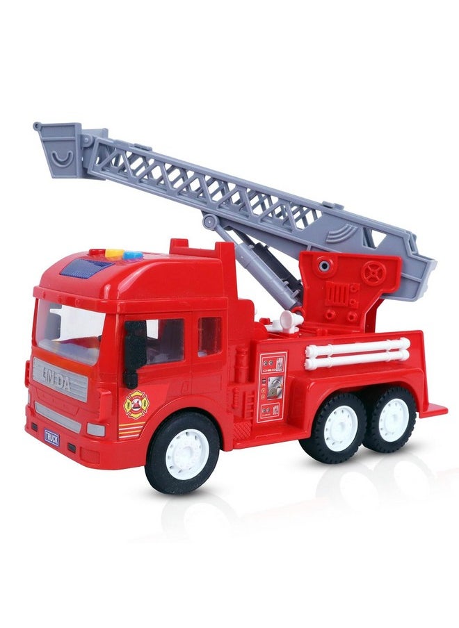 Munchkin Land munchkin land Fire Rescue Truck Toy, Pull Back and Go, Light and Sound, 3+ Years  - Image 1