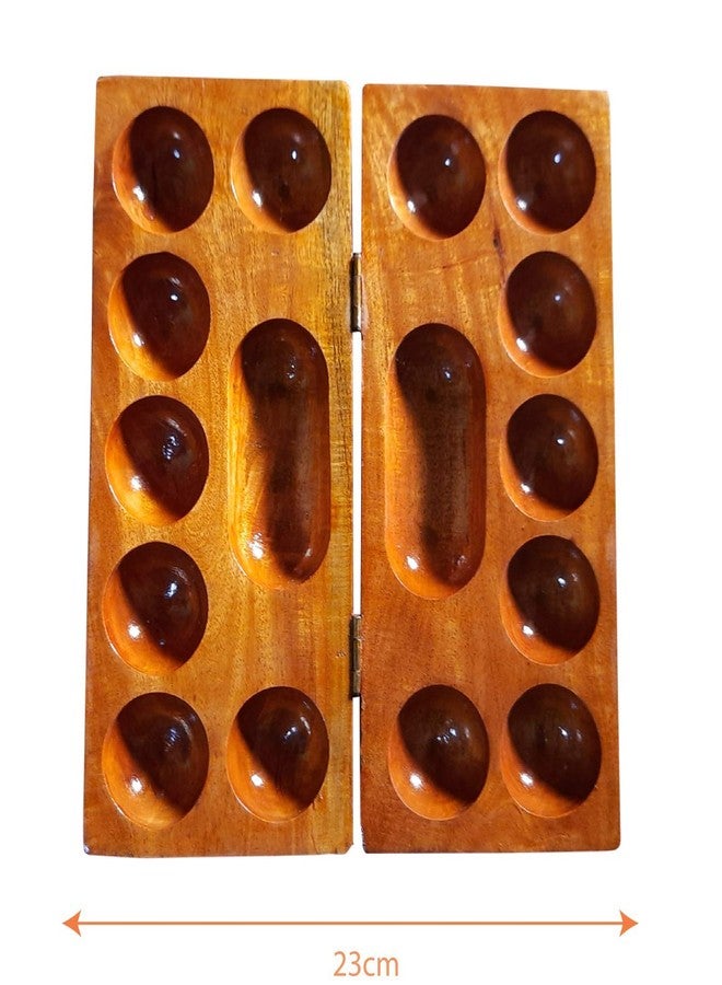 Coolboss Wooden Palankuli,Traditional Mancala Game Played in South India, Alaguli Mane, Picchala Peeta, Kuzhipara, Ali guli Mane, Pallanguzhi, Ancient Indian Board Game - Image 5