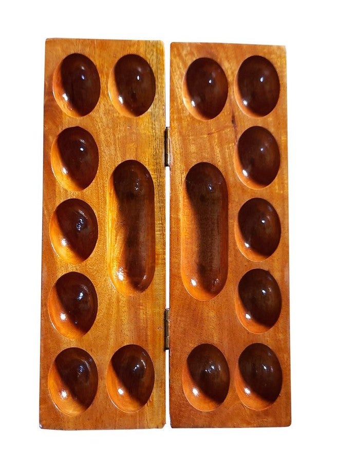 Coolboss Wooden Palankuli,Traditional Mancala Game Played in South India, Alaguli Mane, Picchala Peeta, Kuzhipara, Ali guli Mane, Pallanguzhi, Ancient Indian Board Game - Image 2