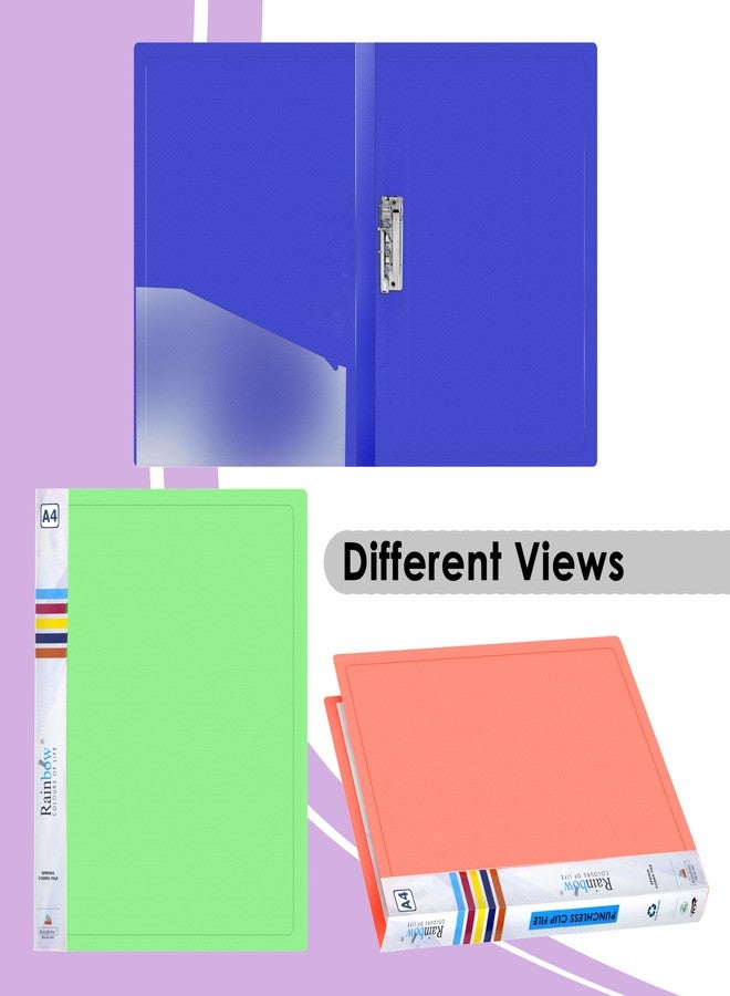 Shuban 2 Pcs Durable Plastic Punchless Clip File with Transparent Pocket for Office and Home, Ideal for A4 Size Paper/Document - (Assorted Color) - Image 3