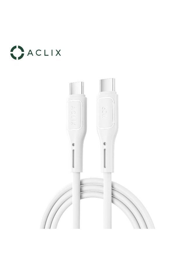 ACLIX Charge Cable Type C to Type C Fast Phone Charger 1M White - Image 2