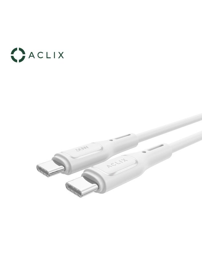 ACLIX Charge Cable Type C to Type C Fast Phone Charger 1M White - Image 3