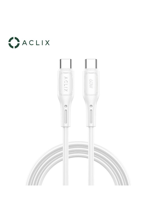 ACLIX Charge Cable Type C to Type C Fast Phone Charger 1M White - Image 1