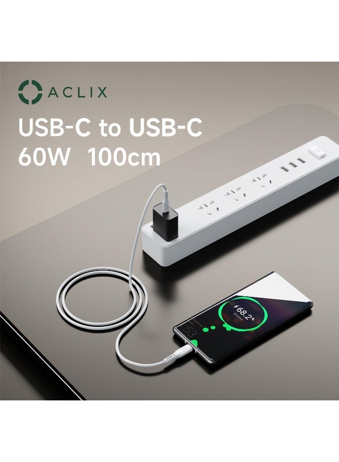 ACLIX Charge Cable Type C to Type C Fast Phone Charger 1M White - Image 4