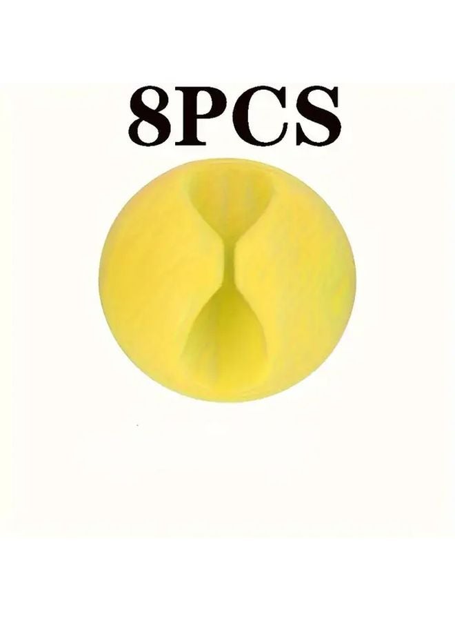 مجموعة مشابك كابلات صفراء 8 قطع، مشبك تي بي آر بلاستيكي مثبت على الحظم لتنظيم الأسلاك للمنزل والمكتب والسيارة - Image 1