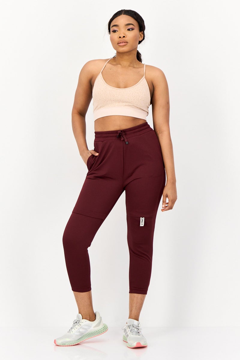ONLY Women Regular Fit Solid Straight Leg Pants, Maroon - Image 3