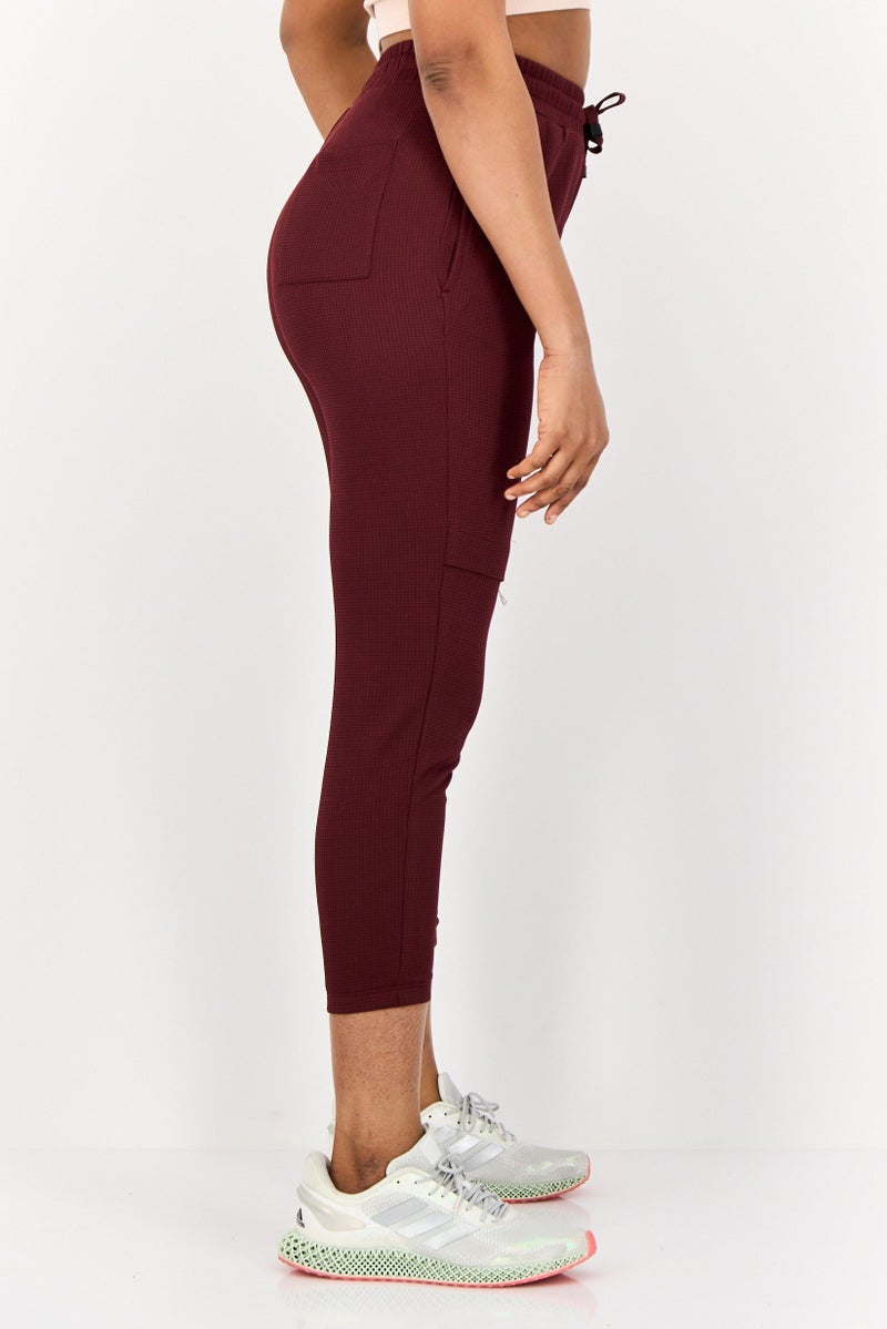 ONLY Women Regular Fit Solid Straight Leg Pants, Maroon - Image 4