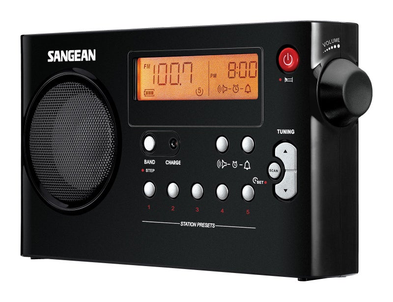 SANGEAN راديو محمول رقمي Sangean PR-D7 AM/FM مع شاحن بطارية مدمج (أسود) - Image 1