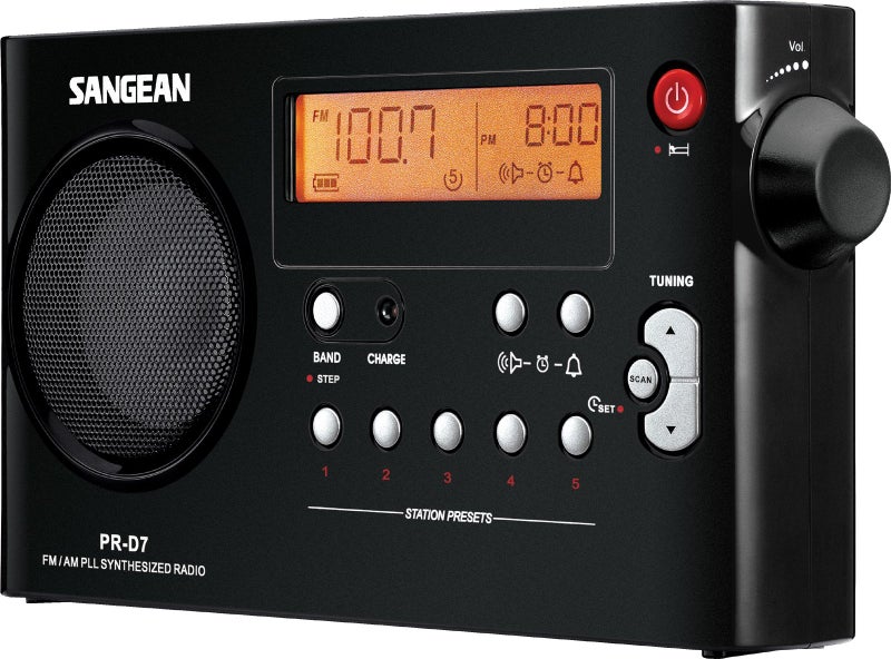 SANGEAN راديو محمول رقمي Sangean PR-D7 AM/FM مع شاحن بطارية مدمج (أسود) - Image 2
