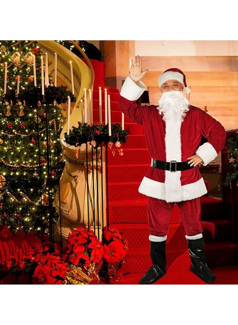 TAPIT Christmas Santa Claus Costume for Men Adult Women Men's Santa Suit Xmas Classic Flannel Cosplay Clothes Santa Fancy Suits Outfit - Image 2