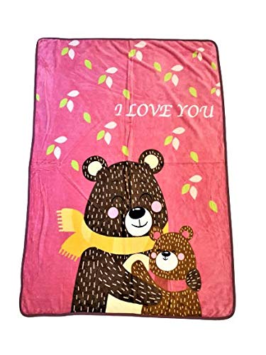 Koochie-Koo Teddy Bear Printed Soft Plush Fleece Blanket All Seasons Multipurpose New Born Baby Wrapper for New Born Baby Toddler Boys & Girls - 100x150 cm (Pack of 1, Pink) - Image 3