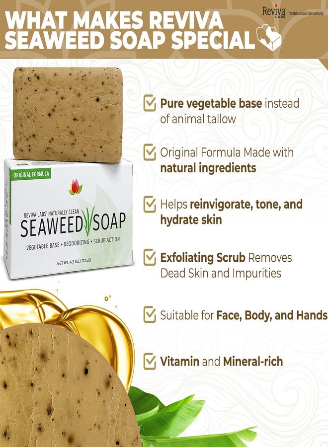 Reviva Labs Reviva Seaweed Soap - 4 Pack - Organic Seaweed Face Scrub and Exfoliating Body Scrub Soap Bar - 4.5 oz. Vegetable Base Natural Bar Soap and Seaweed Bath Detox Soap Made in the USA - Image 4