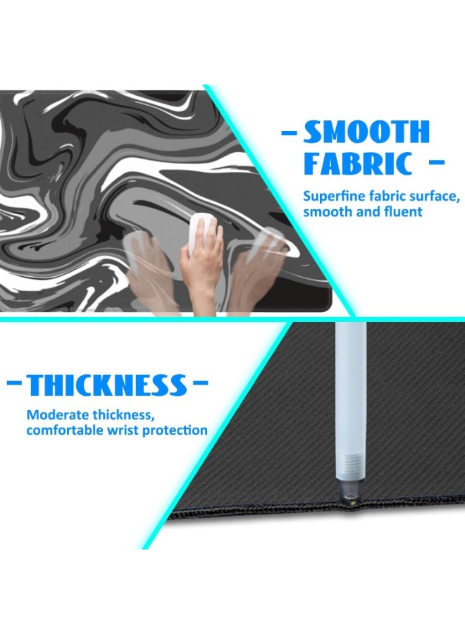 joyzzz Non-slip Gaming Mouse Pad With Stitched Edges, Abstract Black White Ink Liquid Waves Extended Gaming Mouse Pad Large with Non-Slip Base and Stitched Edge, Long Computer Keyboard Mouse Mat for Home Office Work  - Image 2