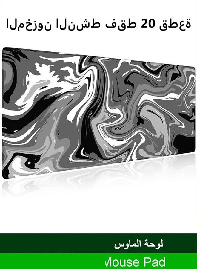 joyzzz Non-slip Gaming Mouse Pad With Stitched Edges, Abstract Black White Ink Liquid Waves Extended Gaming Mouse Pad Large with Non-Slip Base and Stitched Edge, Long Computer Keyboard Mouse Mat for Home Office Work  - Image 1