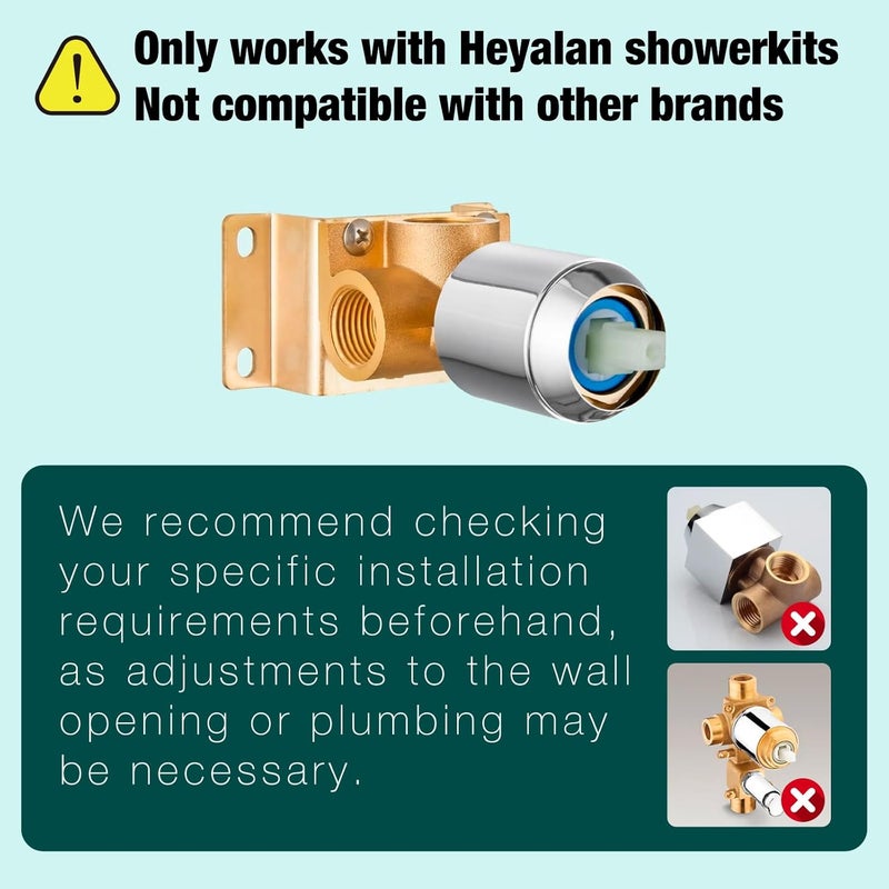 Heyalan Shower Faucet Set with Valve Kit,8 Inch Bathroom Rainfall Shower Head and Handle Set System Trim Kit,Female Thread Valve Single Function,Polished Chrome - Image 2