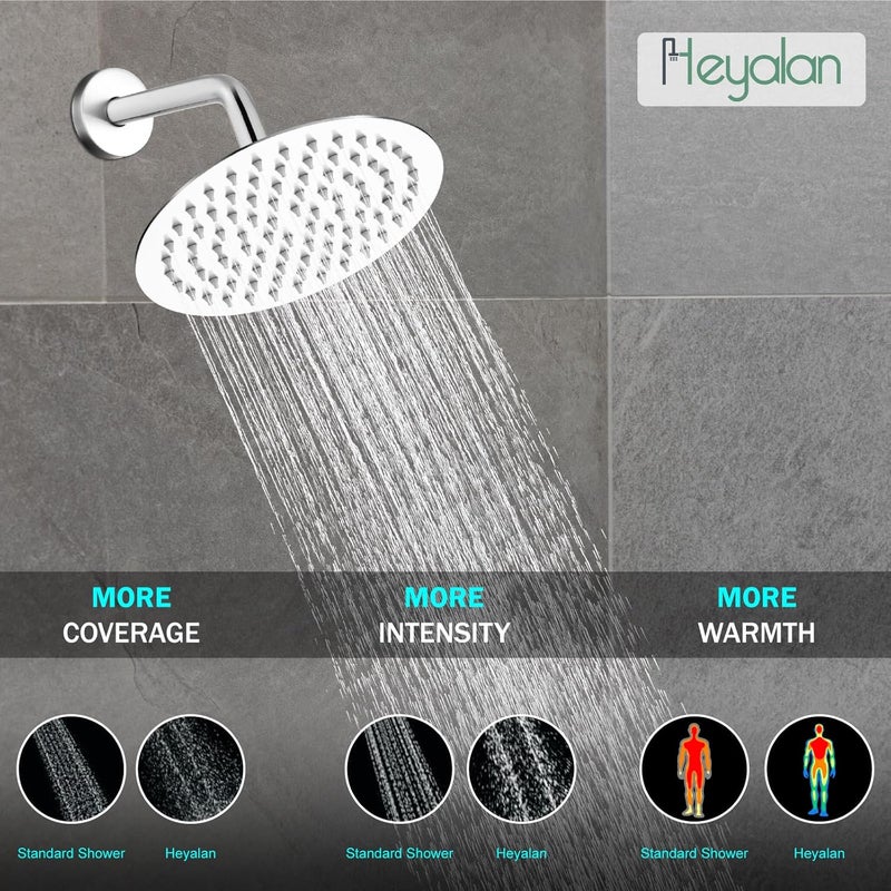 Heyalan Shower Faucet Set with Valve Kit,8 Inch Bathroom Rainfall Shower Head and Handle Set System Trim Kit,Female Thread Valve Single Function,Polished Chrome - Image 3