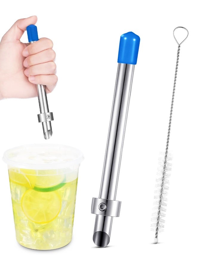 Stainless Steel Straw Hole Puncher, Plastic Lid Punch Tool for Lemonade Cup and Cafe Drinks - Image 1