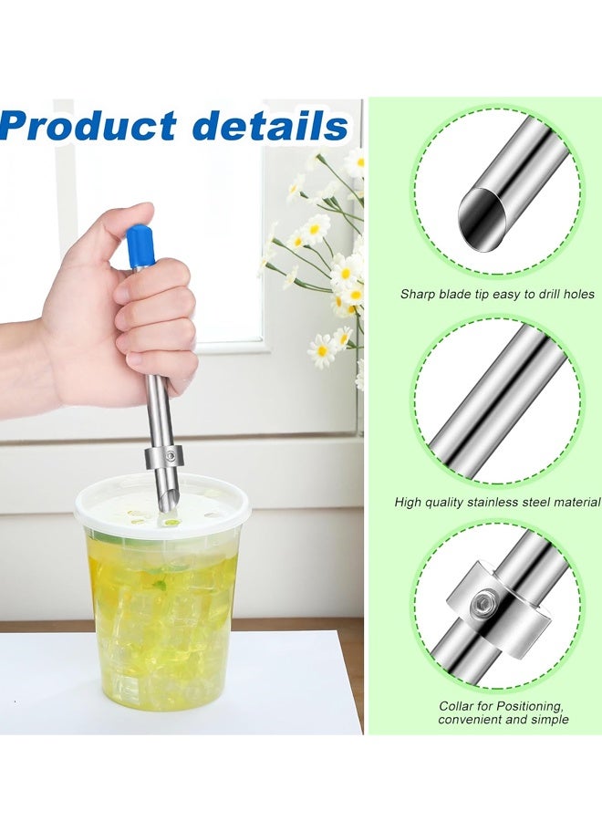 Stainless Steel Straw Hole Puncher, Plastic Lid Punch Tool for Lemonade Cup and Cafe Drinks - Image 3