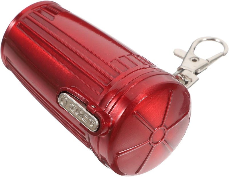 Portable Outdoor Pocket Ashtray with Lid, Sealed Mini Cylinder Trash Can Keychain for Travel and Smokers, Red Compact Pocket Ashtray Container - Image 1