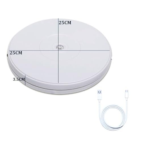 SYGA Electric 360 Degree Automatic Motorized Mute Rotating Turntable for Photography Products Rotary 25CM Turn Table LED Lights Stereo Display Advertising Turntable Stand With 10KG Load Capacity - Image 3