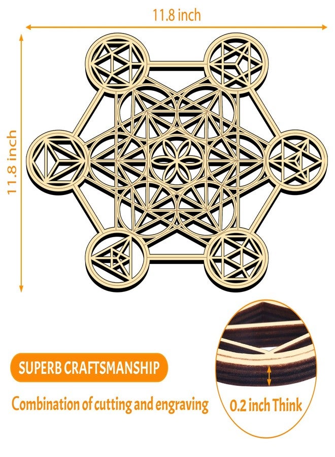Bnesi 11.5" Metatron's Cube Wall Decor Sacred Geometry Wall Art,Crystal Grid Sacred Geometry Meditation Wall Art Decor (Metatron's Cube) - Image 2