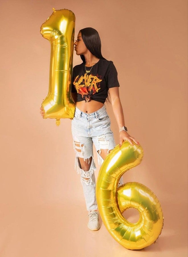 IWERP Gold 6 Balloon, Number Balloon 40 Inch, Gold and Black Party Supplies 6th Balloons for Birthday, 6 Birthday Balloon, Number 6 Balloon - Image 2