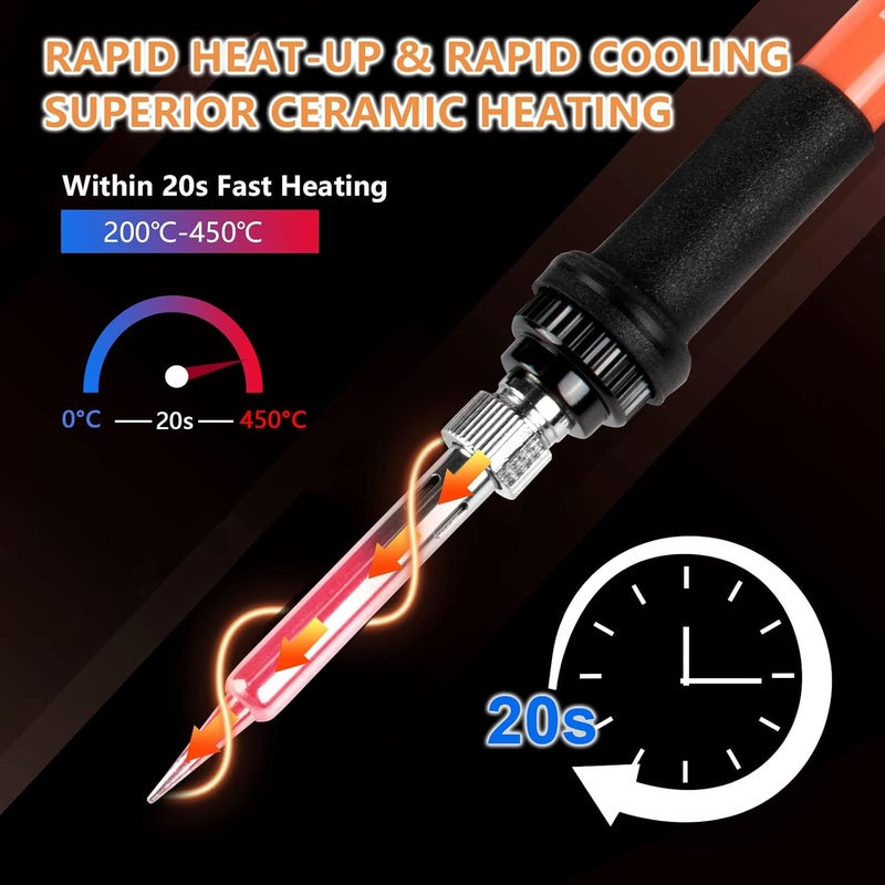 Q-MING Soldering Iron, 60W 110V Adjustable Temperature Soldering Iron Pen, Portable Welding Tool, Fast Heating, for Electronic Repair, Jewelry, DIY - Image 3