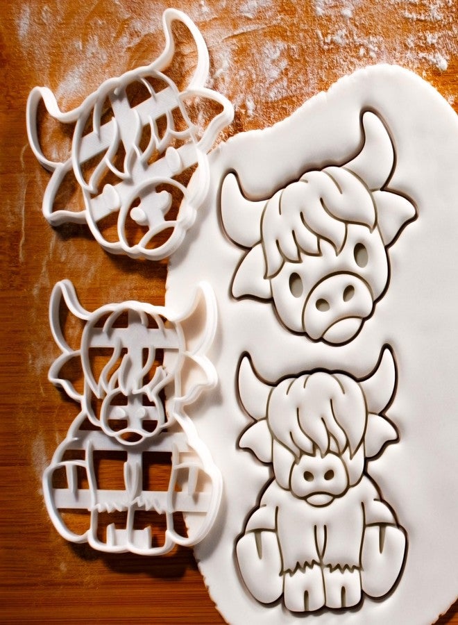 BAKERLOGY Set of 2 Cute Highland Cow Cookie Cutters - Detailed Biscuit Cutter Design for Baking and Crafts, ideal on fondant, dough, clay - Image 2
