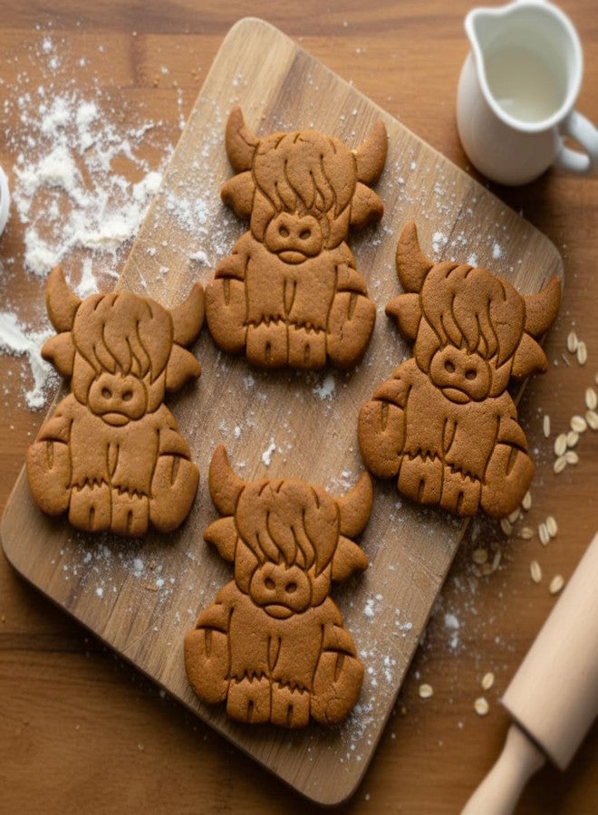 BAKERLOGY Set of 2 Cute Highland Cow Cookie Cutters - Detailed Biscuit Cutter Design for Baking and Crafts, ideal on fondant, dough, clay - Image 3