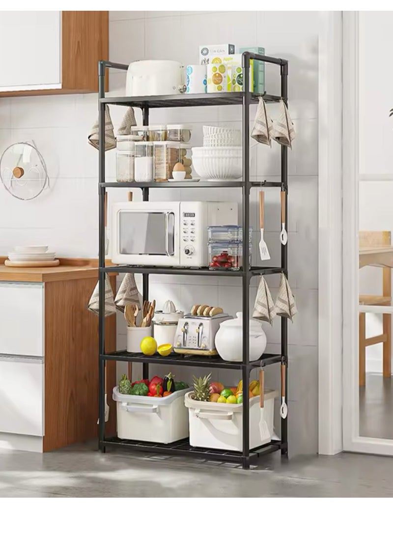 5Tier Storage Shelves Kitchen Bakers Rack with Storage Cabinet Cupboard Organizer Bookcase Microwave Oven Stand for Living Room And Kitchen 50x27x147cm - Image 1