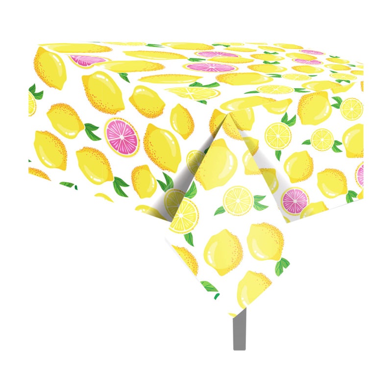 2 Pcs Lemon Plastic Tablecloth Lemon Summer Table Cover Lemon Disposable Rectangle Table Cover Yellow Lemon Waterproof Table Cloth for Summer Lemon Party Summer Fruit Party Picnic Decor 54 x 87 Inch