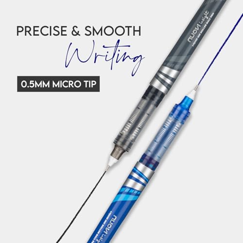 NUOVI Insight Liquid Ink Rollerball Pens | 0.5mm Micro Tip with Sleek & Lightweight Body | Quick-Dry, Smudge-Free Ink for Smooth Ink flow | Ideal for Office, School & Journal (Blue & Black, Pack of 8) - Image 3