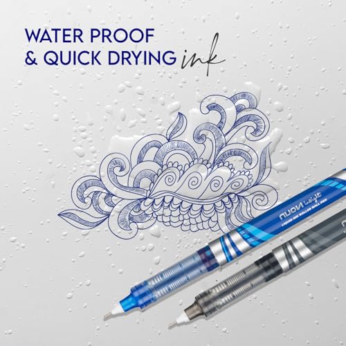 NUOVI Insight Liquid Ink Rollerball Pens | 0.5mm Micro Tip with Sleek & Lightweight Body | Quick-Dry, Smudge-Free Ink for Smooth Ink flow | Ideal for Office, School & Journal (Blue & Black, Pack of 8) - Image 5