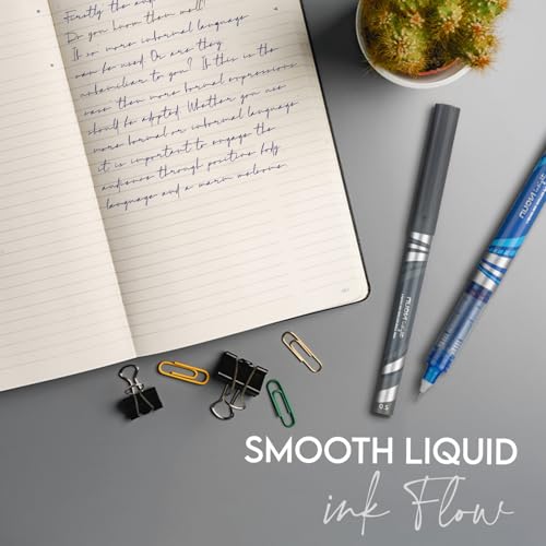 NUOVI Insight Liquid Ink Rollerball Pens | 0.5mm Micro Tip with Sleek & Lightweight Body | Quick-Dry, Smudge-Free Ink for Smooth Ink flow | Ideal for Office, School & Journal (Blue & Black, Pack of 8) - Image 4
