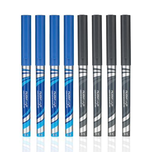 NUOVI Insight Liquid Ink Rollerball Pens | 0.5mm Micro Tip with Sleek & Lightweight Body | Quick-Dry, Smudge-Free Ink for Smooth Ink flow | Ideal for Office, School & Journal (Blue & Black, Pack of 8) - Image 2