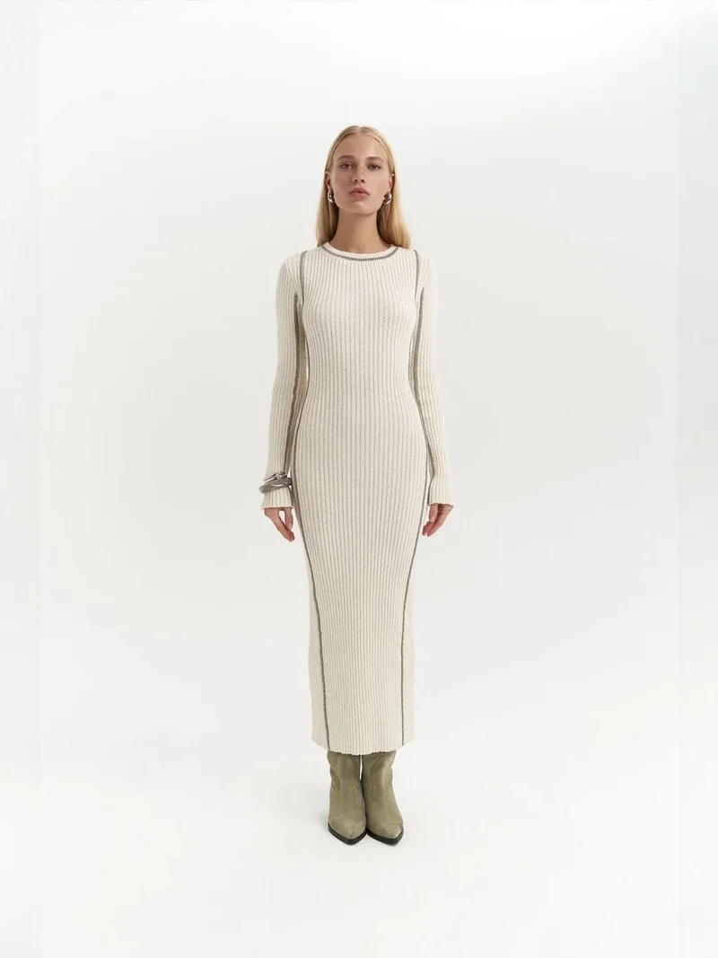 ماي كولكشن فستان ماكسي محبوك مخطط من ماي ستوديوز