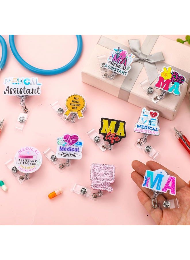 Landical 10 Pcs Medical Assistant Badge Reel Funny MA Badge Clip Holder with Alligator Clip Retractable Name Card Holder Medical Assistant Gifts for RN Nurse Work - Image 3