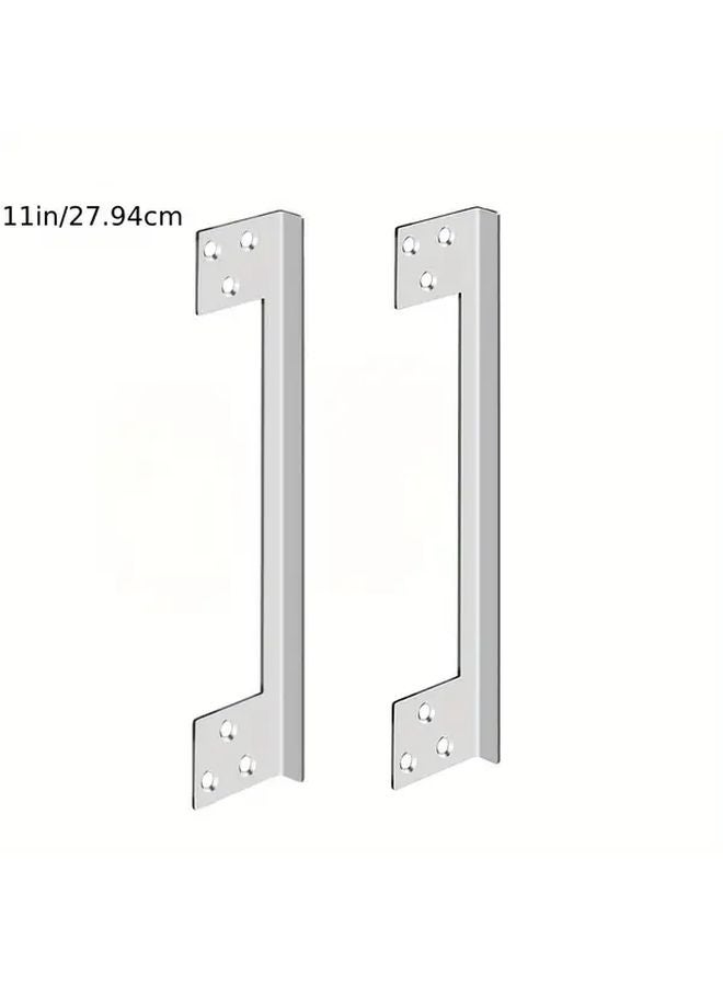 2Pcs Silvery Door Lock Guard External Safety Protector Durable Metal Latch Cover 11in - Image 1