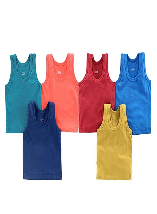 IGNOTO 0 Size Color Vest (Pack of 6) New Born Infant Baby Kids Inner Wear Baniyan Unisex Printed Cotton Baby Sando Vest 100% Cotton Housiry White - Image 2