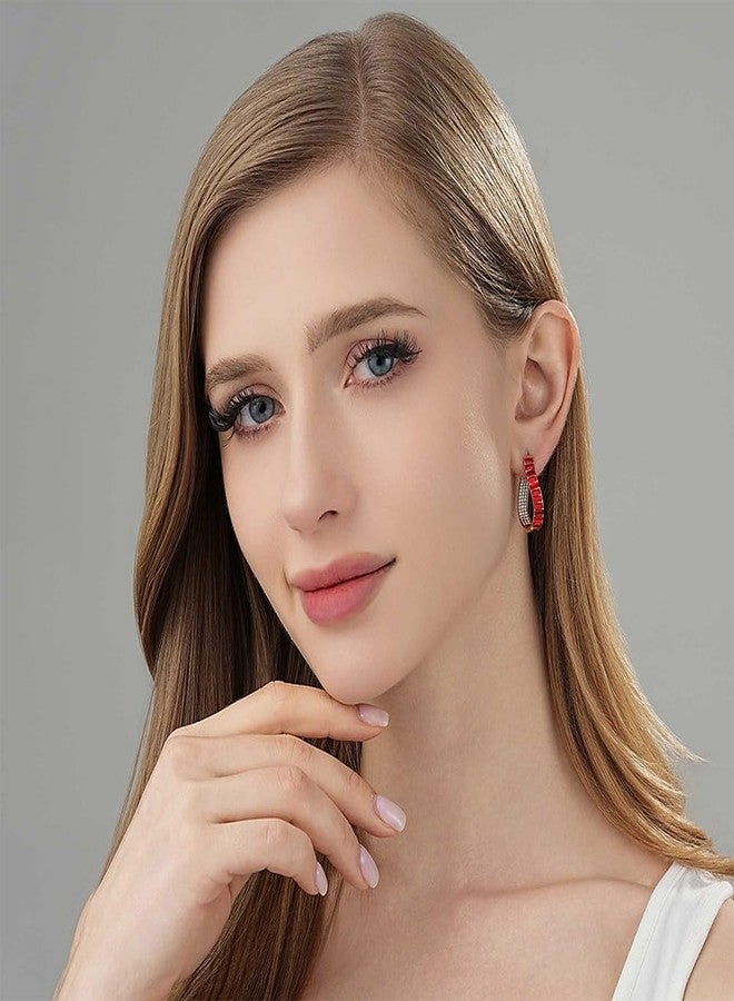 EVEVIC Austrian Crystal Hoop Earrings for Women Pave Oval Hoop Earrings for Women 14K Gold Plated Hypoallergenic Jewelry Gift - Image 5