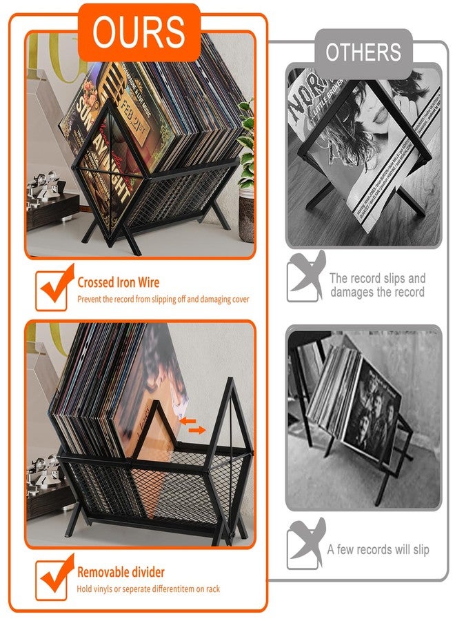 YINMIT Vinyl Record Storage Holder - 80-100 LP Vinyl Organizer, Metal Record Display Rack, Quick Assembly Album Storage for Books, Black - Image 5