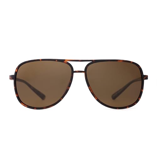 JM Retro Polarized Aviator Sunglasses for Men Women Tangle Free Oversized Plastic Sunglasses UV400 Protection (Tortoise/Polarized Brown) - Image 3