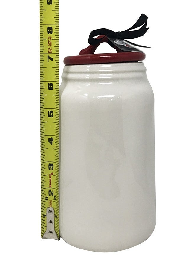 Rae Dunn Ceramic Wizard of Oz Inspired Kitchen Storage Canisters (7 in Height x 5 in Diameter, Theres No Place Like Home/Red Lid) - Image 2