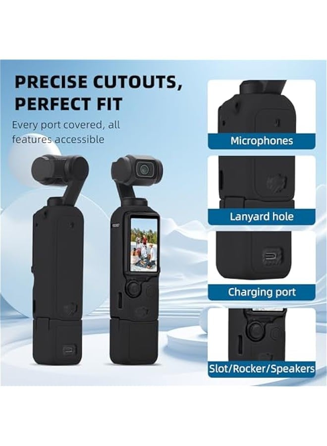DURKU Pink Silicone Sleeve Cover for DJI Osmo Pocket 3 Combo, Scratch-Resistant Lens Protector Case, Compatible with Creator Accessories - Image 4