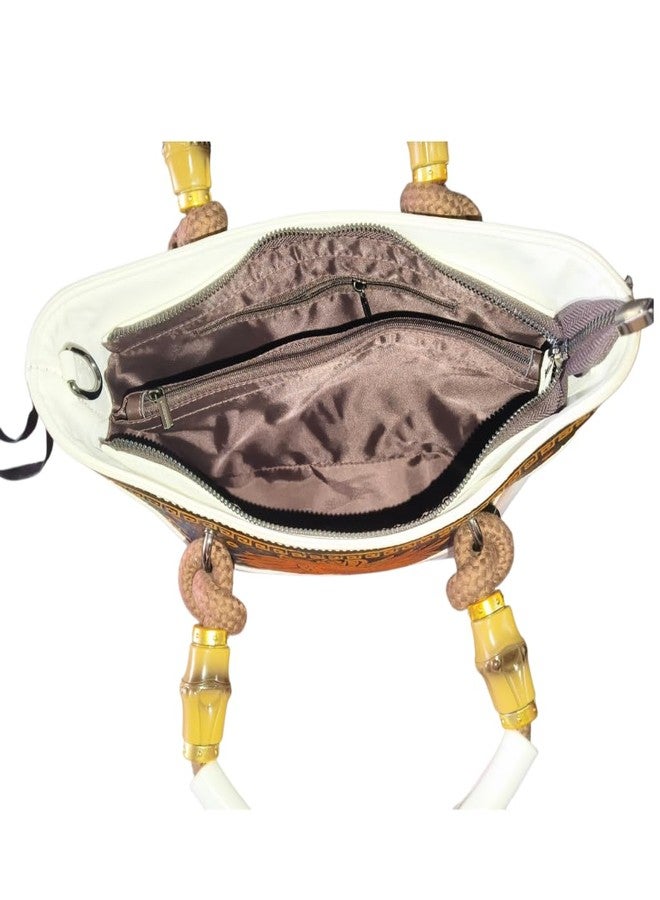 VINNIE Handcrafted Sunflower Handbag, Bohemian Style Leather Purse with Artistic Geometric Design, Medium Size, 2 Pockets - Image 5