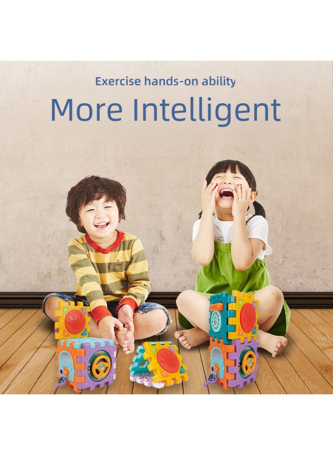 Huang Er Six-sided Drum Multifunctional Baby Toy Shape Matching Early Education Cognitive Building Blocks Educational House 1-3 Years Old-Color:HE0530 - Image 4
