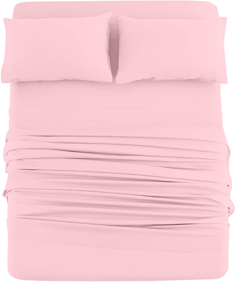 DAN RIVER DAN RIVER Full Jersey Sheet Set Luxury Heather 100% Cotton Bed Sheets T-Shirt Sheets All Season Bedding Soft Comfortable Deep Pocket Jersey Cotton Bed Sheets (4Pc  Full  Pink) 