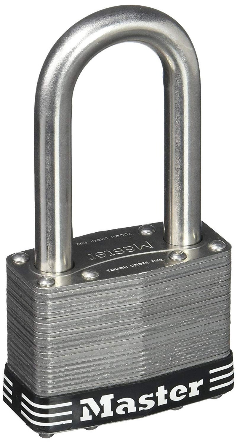 Master Lock قفل خارجي من الفولاذ المقاوم للصدأ Master Lock 15SSTLJ مع مفتاح، عبوة 2 قفل متطابق المفتاح - Image 1