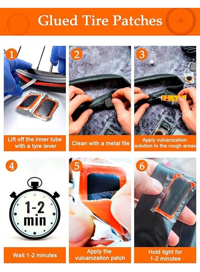 Unewshi 120Pcs bike puncture repair kit，Self-Adhesive Bike Puncture Repair Patches Bike Tyre Repair Kit, Metal Crowbar File, Bike Tyre Repair Kits for Mountain/Road Bike or Commuter Bikes (120 piece set) - Image 3